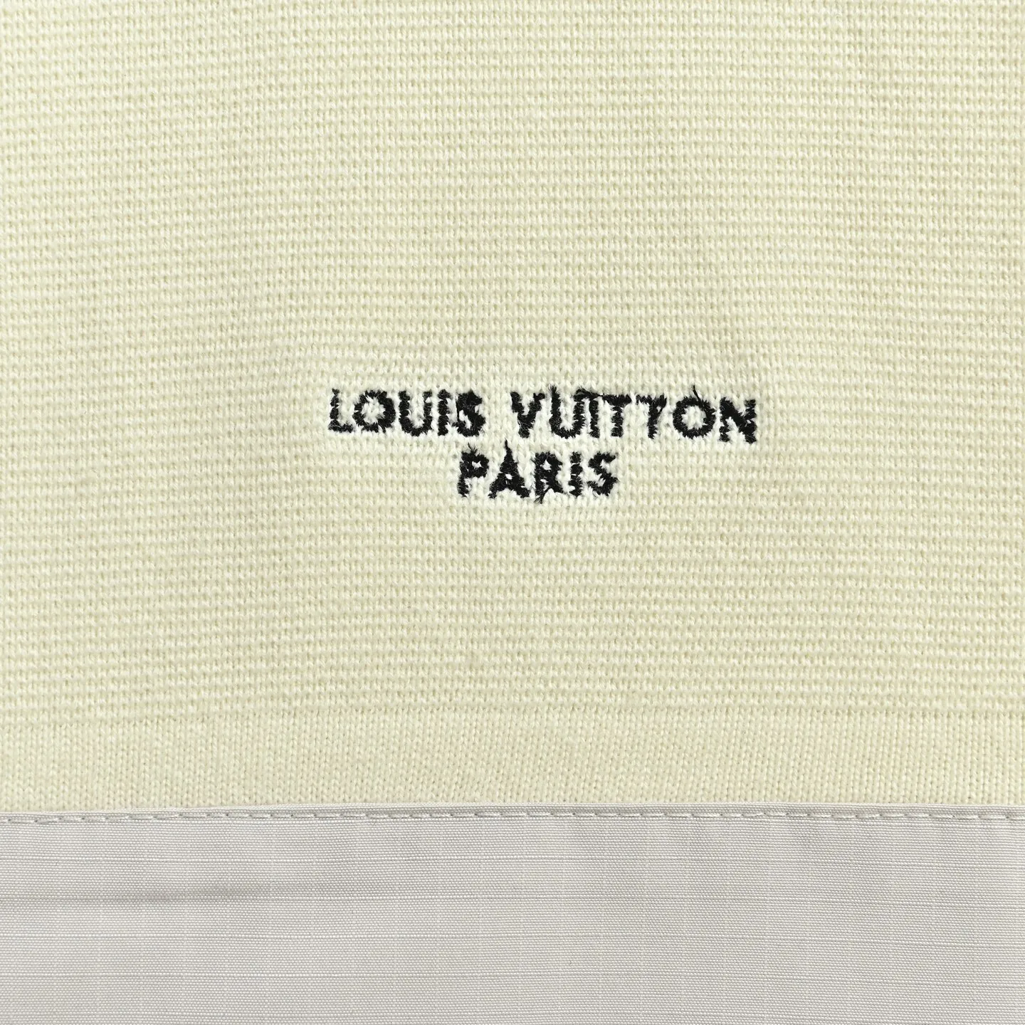 Louis Vuitton/Louis Vuitton off-white embroidered patchwork mixed knitted sports jacket